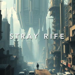 A captivating cinema poster for a dystopian futuristic city named Stray Rife, emphasizing the profound impact of artificial intelligence on society