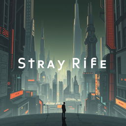 A captivating cinema poster for a dystopian futuristic city named Stray Rife, emphasizing the profound impact of artificial intelligence on society