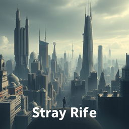 A captivating cinema poster for a dystopian futuristic city named Stray Rife, emphasizing the profound impact of artificial intelligence on society