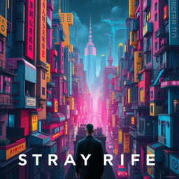 A striking cinema poster for a dystopian futuristic city known as Stray Rife, emphasizing the pervasive themes of artificial intelligence