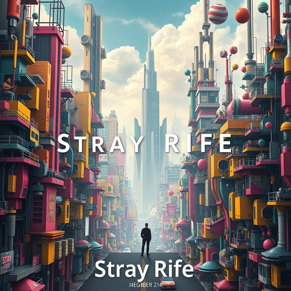 A striking cinema poster for a dystopian futuristic city known as Stray Rife, emphasizing the pervasive themes of artificial intelligence