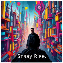 A striking cinema poster for a dystopian futuristic city known as Stray Rife, emphasizing the pervasive themes of artificial intelligence