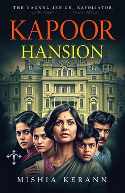 A captivating book cover featuring the majestic Kapoor mansion, showcasing its grand architecture and intricate details