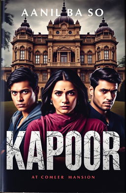 A captivating book cover featuring the majestic Kapoor mansion, showcasing its grand architecture and intricate details