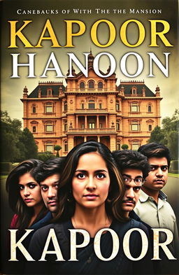 A captivating book cover featuring the majestic Kapoor mansion, showcasing its grand architecture and intricate details
