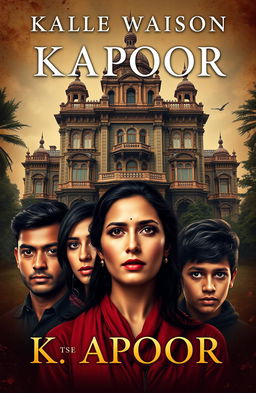 A captivating book cover featuring the majestic Kapoor mansion, standing tall and grand, with intricate architectural details