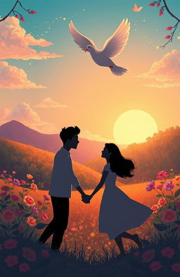 A heartwarming and enchanting illustration representing the concept of love in a magical, dream-like atmosphere