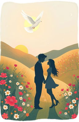 A heartwarming and enchanting illustration representing the concept of love in a magical, dream-like atmosphere