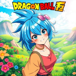 A stunning anime-style illustration of Bulma, a character from the Dragon Ball series, depicted in a beautiful and artistic manner