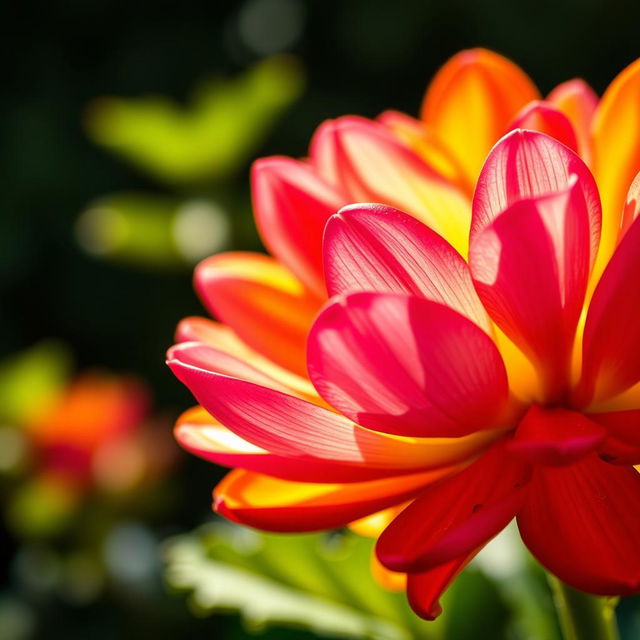 A close-up of a beautifully blooming flower in vibrant colors, showcasing intricate petals and delicate details