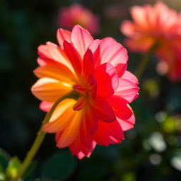 A close-up of a beautifully blooming flower in vibrant colors, showcasing intricate petals and delicate details