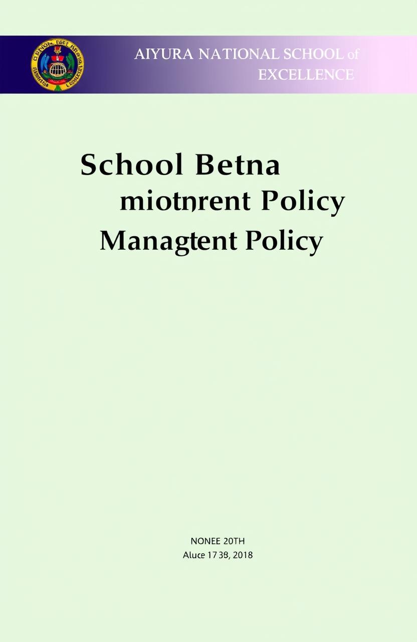 A cover page design for the School Behaviour Management Policy of Aiyura National School of Excellence