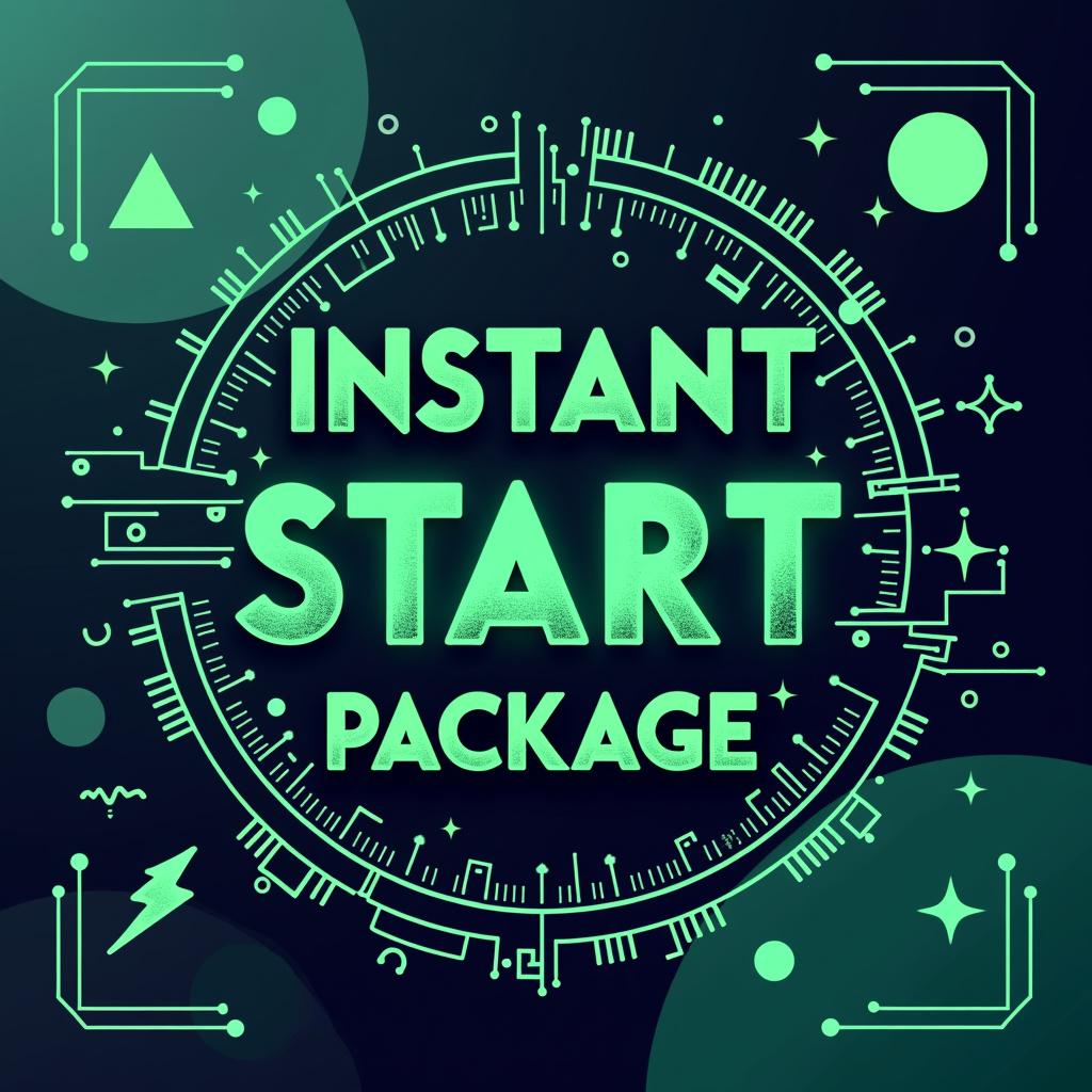 A beautifully designed technology poster featuring the title 'Instant Start Package'