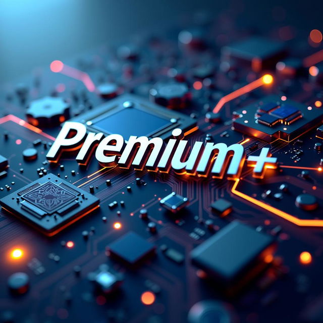 A beautifully designed technology poster featuring the title 'Premium+'