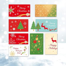 Eight beautifully designed Christmas cards arranged neatly on a single A4 sheet