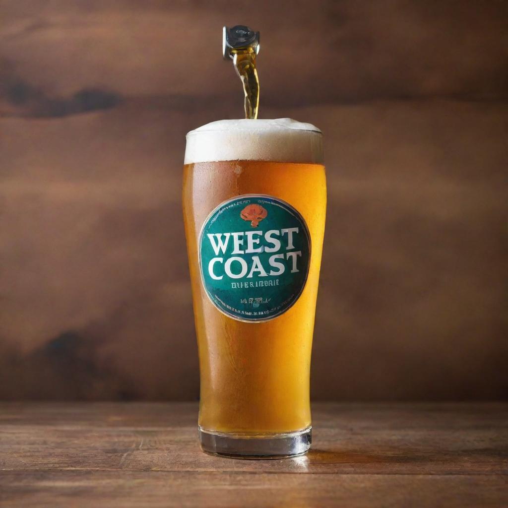 Create a minimalist and vibrant A3 and A4 poster as well as a 1080 x 1350 pixels Facebook post showing a superimposed branding of 'West Coast Lager' on a tap decal with beer being poured into a glass. Include the text 'Taste the North West' with the 'North West Brewing Co' logo in Chuck Noon font. Incorporate their social handles for Facebook (@northwestbrew), Instagram (@northwestbrew), and TikTok (@northwestbrewingkarratha).