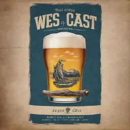 Design an eye-catching poster to advertise the new craft beer, 'West Coast Lager'. The poster should catch attention in taverns/restaurants, emphasizing the beer's newness on tap. Visuals should resonate with men aged 28-45 who earn a mid-high income, possibly have families, and enjoy fishing, camping, and the outdoors.