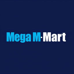 A contemporary logo design for "Mega M Mart" utilizing a color palette of blue and white