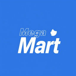 A contemporary logo design for "Mega M Mart" utilizing a color palette of blue and white