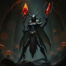 A powerful and evil female ant woman monk, portrayed as an imposing giant ant humanoid with dark, menacing armor adorned with spikes and sinister motifs