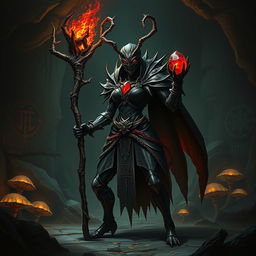 A powerful and evil female ant woman monk, portrayed as an imposing giant ant humanoid with dark, menacing armor adorned with spikes and sinister motifs
