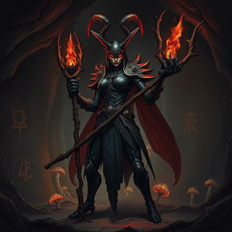 A powerful and evil female ant woman monk, portrayed as an imposing giant ant humanoid with dark, menacing armor adorned with spikes and sinister motifs