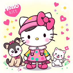 A personalized Hello Kitty character design, showcasing Hello Kitty in a fun and unique outfit that reflects individual style, with colorful patterns and accessories