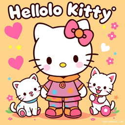 A personalized Hello Kitty character design, showcasing Hello Kitty in a fun and unique outfit that reflects individual style, with colorful patterns and accessories