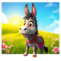 A detailed and vibrant illustration of a stylized, anthropomorphic character with features resembling that of a donkey