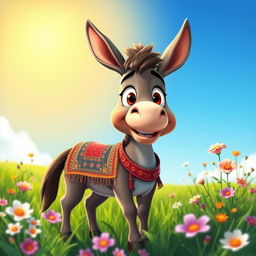 A detailed and vibrant illustration of a stylized, anthropomorphic character with features resembling that of a donkey