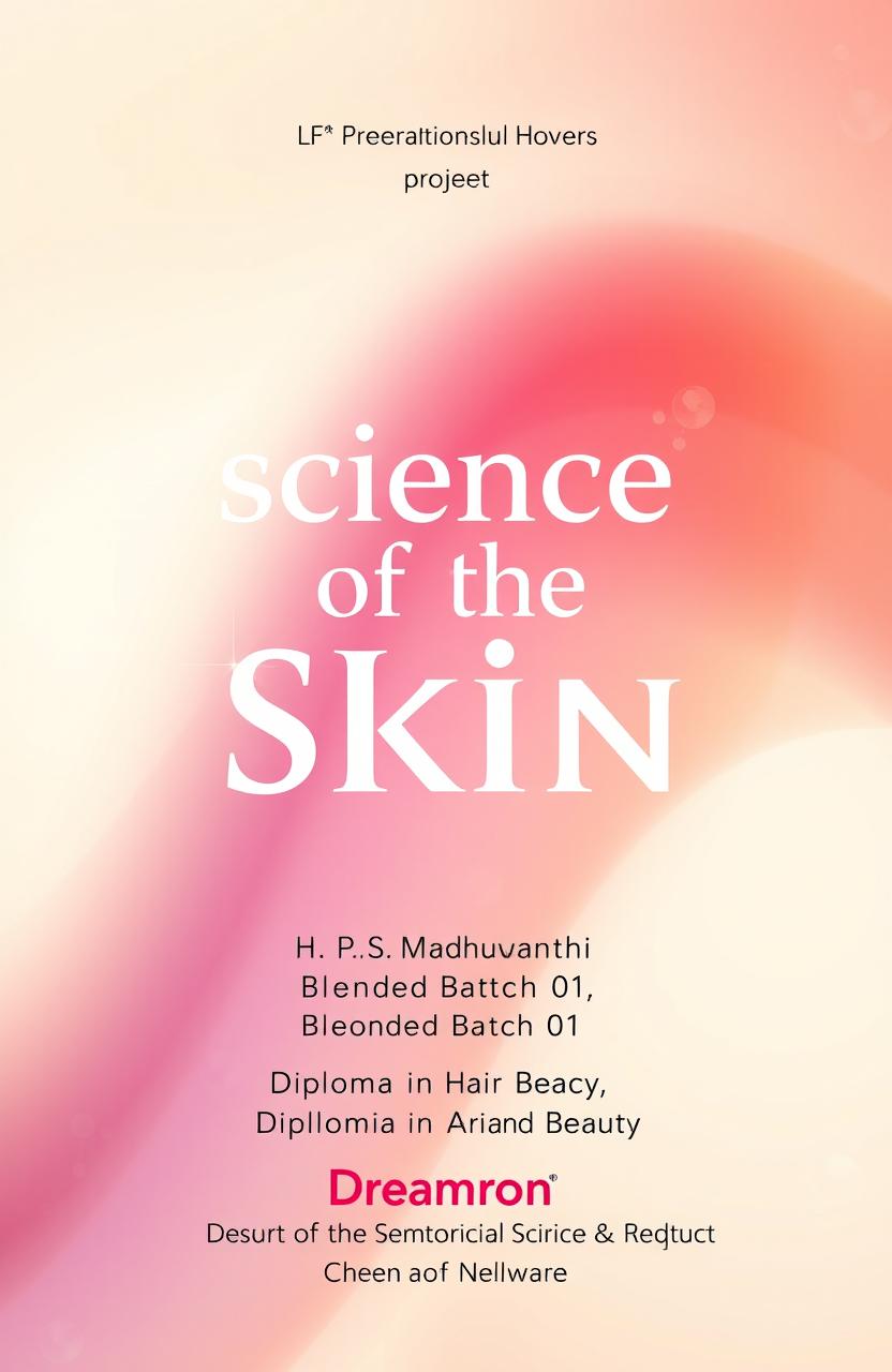 A visually stunning cover page design for a project titled 'Science of the Skin'