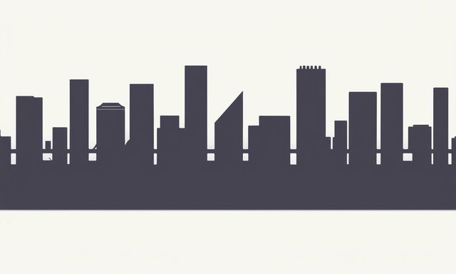 Minimalist poster featuring a skyline with silver linings.