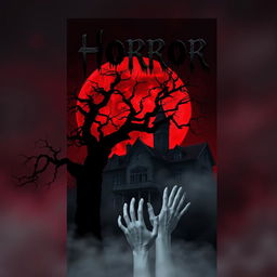 A dark, eerie book cover for a novel titled 'Horror'