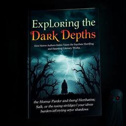 A captivating book cover for 'Exploring the Dark Depths: How Horror Authors Tailor the Human Psyche to Create Horrifying and Haunting Literary Works'