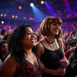 A realistic depiction of a lively Stevie Wonder concert, capturing a diverse crowd of enthusiastic fans