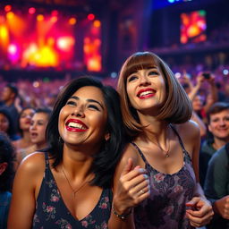 A realistic depiction of a lively Stevie Wonder concert, capturing a diverse crowd of enthusiastic fans