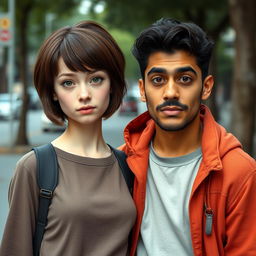 An unattractive-looking 19-year-old tall female with Scandinavian features, sporting a Velma-style brown haircut