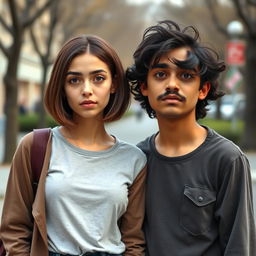 An unattractive-looking 19-year-old female with light Latin skin, hooded eyes, and tall stature, sporting a bob-style brown haircut