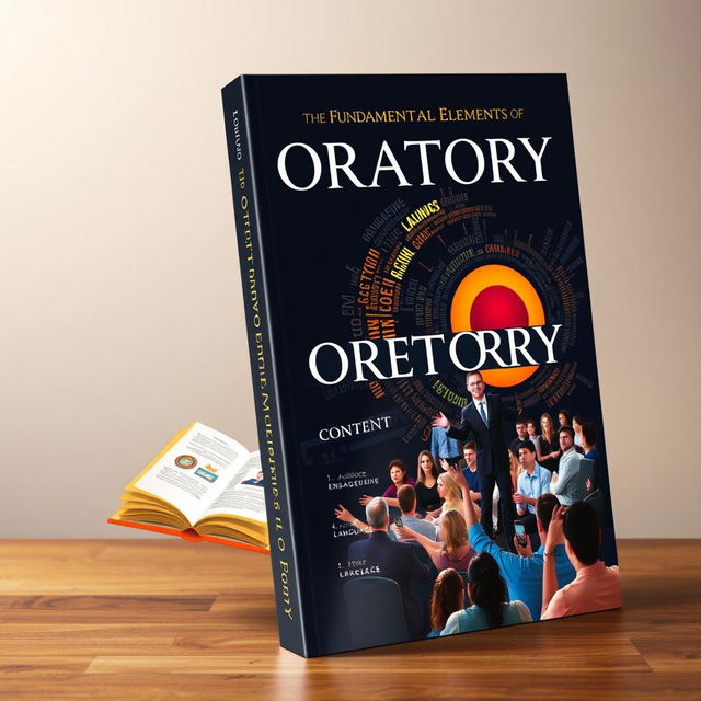 Book cover design featuring the five fundamental elements of oratory