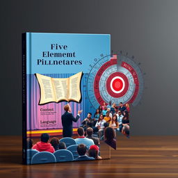 Book cover design featuring the five fundamental elements of oratory