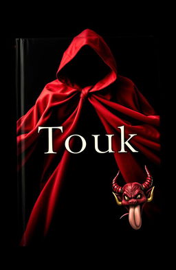A striking book cover featuring a red cloak with a devil character at the bottom right, playfully sticking out its tongue