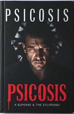 A gripping book cover for a suspense novel titled 'Psicosis'