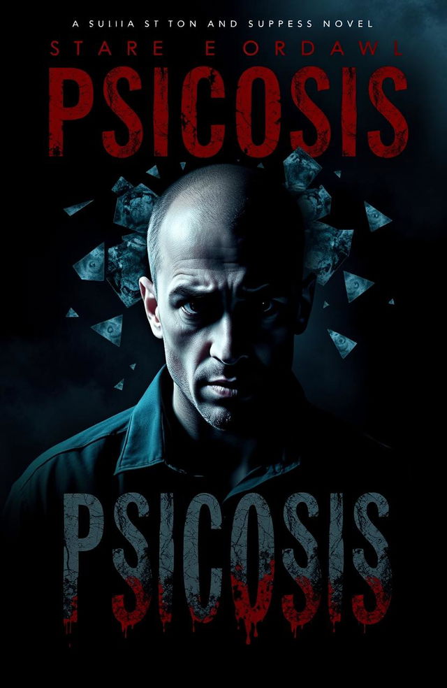 A gripping book cover for a suspense novel titled 'Psicosis'