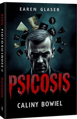 A gripping book cover for a suspense novel titled 'Psicosis'