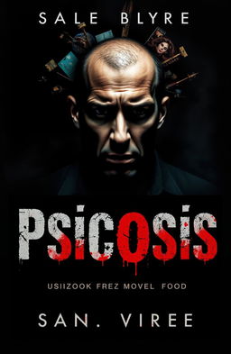 A gripping book cover for a suspense novel titled 'Psicosis'