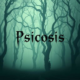 A hauntingly dark and eerie forest, filled with towering, twisted trees that create an oppressive atmosphere