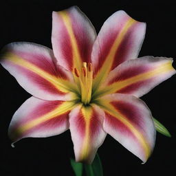 35mm photo of a lily characterized by elements of quantum wave tracking and chaos 5, decorated with style 350.