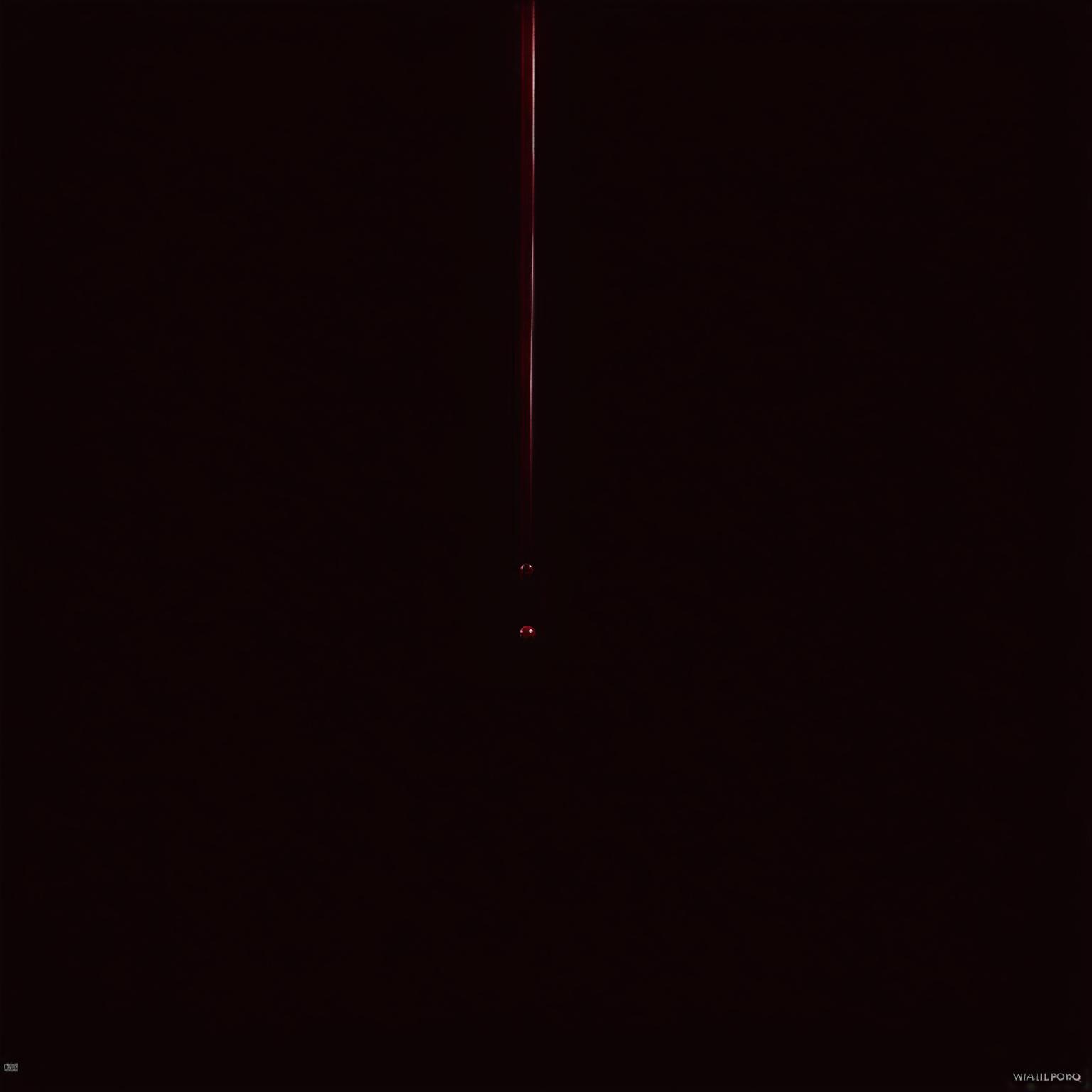 Minimalist horror movie poster with a deep black backdrop and a vivid splash of blood. The movie title is written in a simple white font at the bottom.