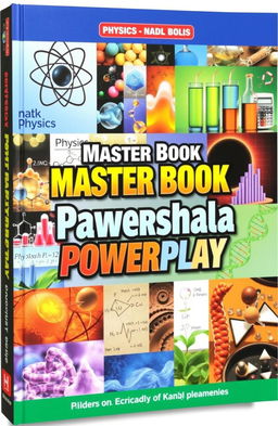 A visually striking book cover featuring a mosaic of images related to physics, chemistry, math, and biology