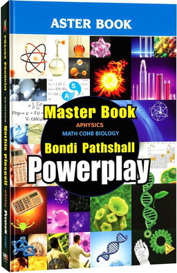A visually striking book cover featuring a mosaic of images related to physics, chemistry, math, and biology